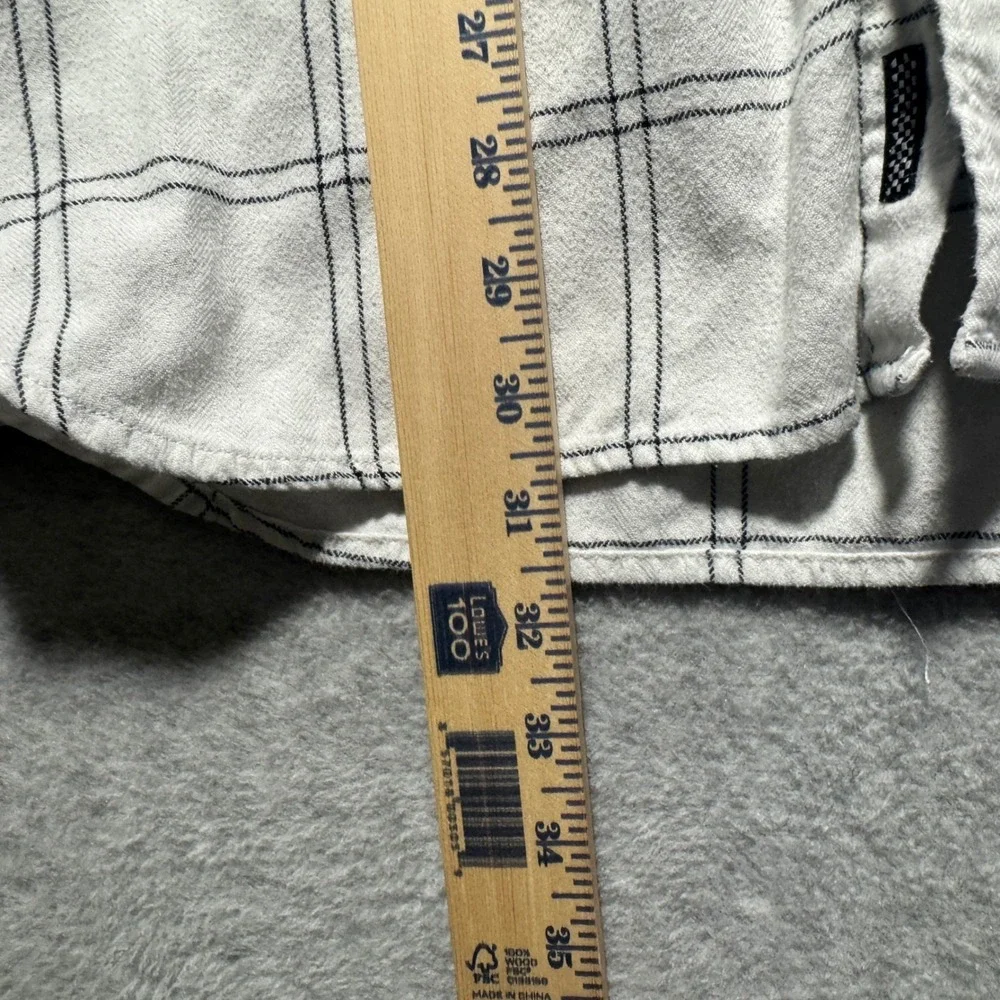 Vans Mens XL Tailored Fit Windowpane Plaid Flannel Shirt White Black VN0A3166WHT - Picture 5 of 8